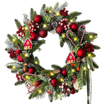 Коледен венец с камбанки – пластмасов, ръчно изработен, американски стил, код HJ-32