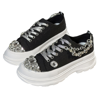 Γυναϊκείες καμβά πλατφόρμες sneakers με κορδόνια, στρογυλή μύτη, EVA σόλα, PU πάτος