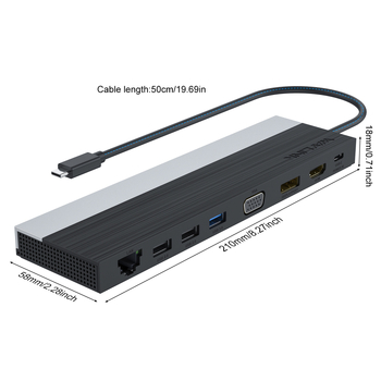 USB-C dokavimo stotis WL-UMD03, tri-monitorių rodymas, 1080P, OS nepriklausoma, saugumo stebėjimui