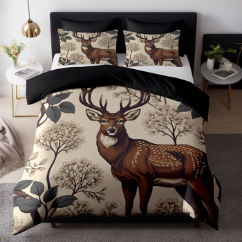 Gultas veļas komplekts ar pārklāju un spilvendrānām — 3D digitālā druka, ģeometrisks raksts, nordiskais stils, ķīmisko šķiedru audums, triju daļu komplekts