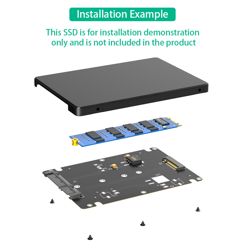 NGFF(M.2) към SATA адаптер карта - SATA 3.0 интерфейс, M.2 форм фактор, марка Great-Q, модел M2