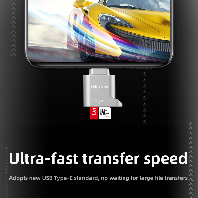 Lenovo D201 Type-C OTG адаптер и TF/SD четец за карти, метален