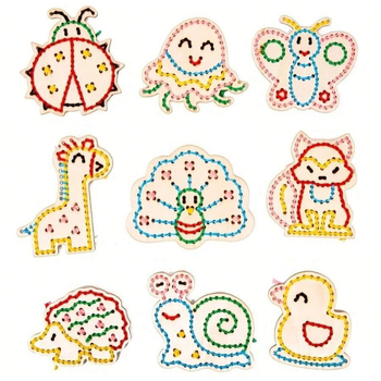 Детски комплект за кръстат бод с дървено животно, DIY дървен занаят и висяща дървена украса, модерен минималистичен стил