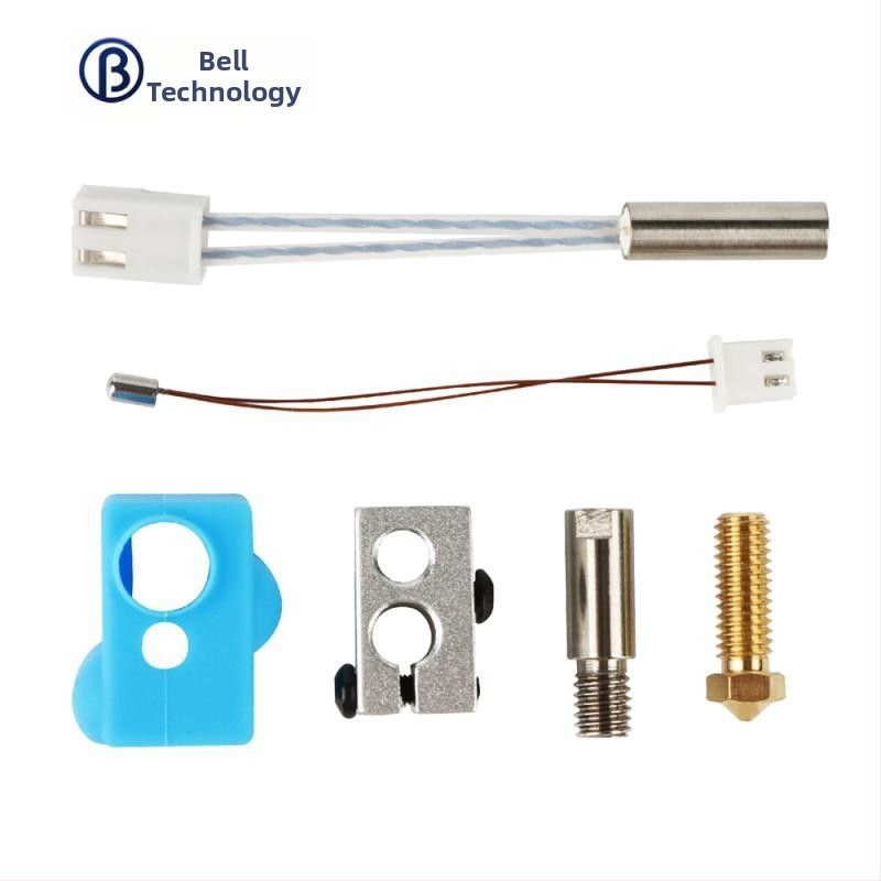 Комплект за гореща глава на 3D принтер: Ратълснейк печатна глава, нагревателна дюза, Volcano нагревателен блок, силиконова маншета