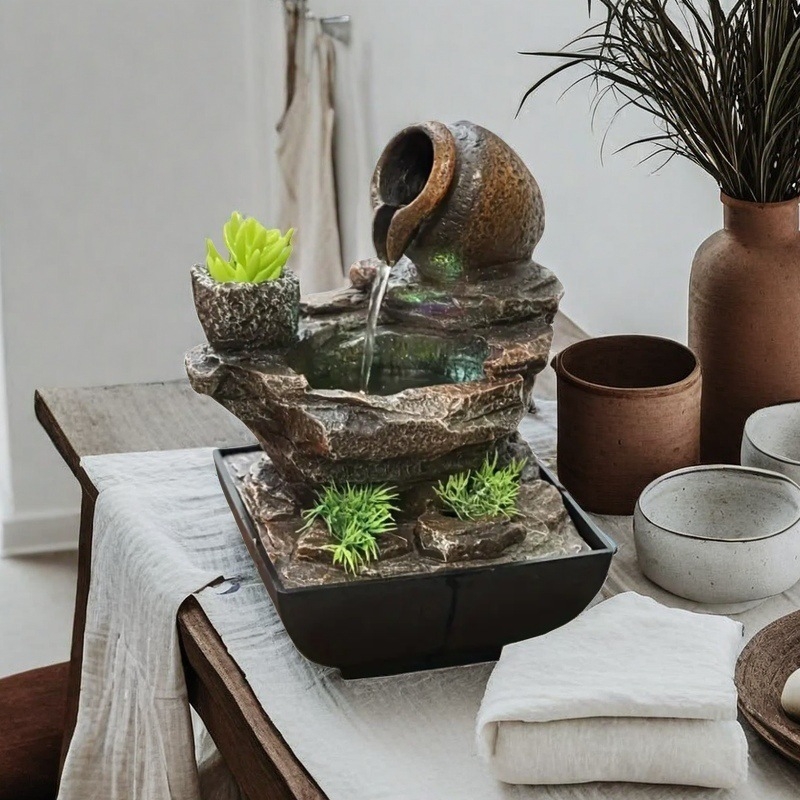 Σιντριβάνι από ρητίνη, διακοσμητικό κήπου τοίχου με ψεκασμό προς τον τοίχο, Green Feng, καταγωγή Κίνα