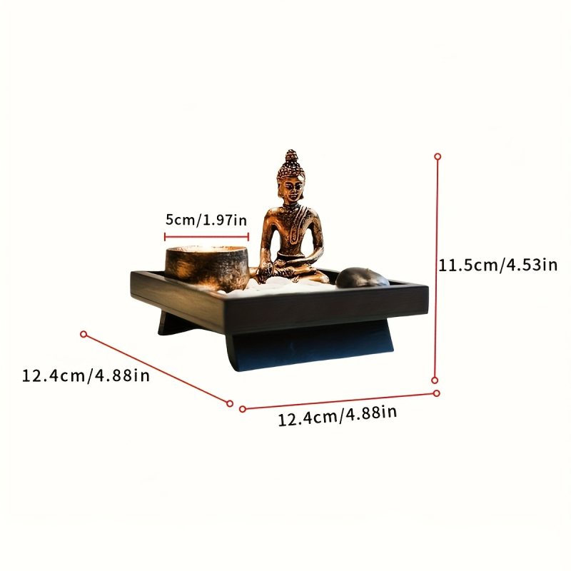 Suport pentru tămâie cu tavă Zen de nisip – decor din rășină și lemn, brand YFNT