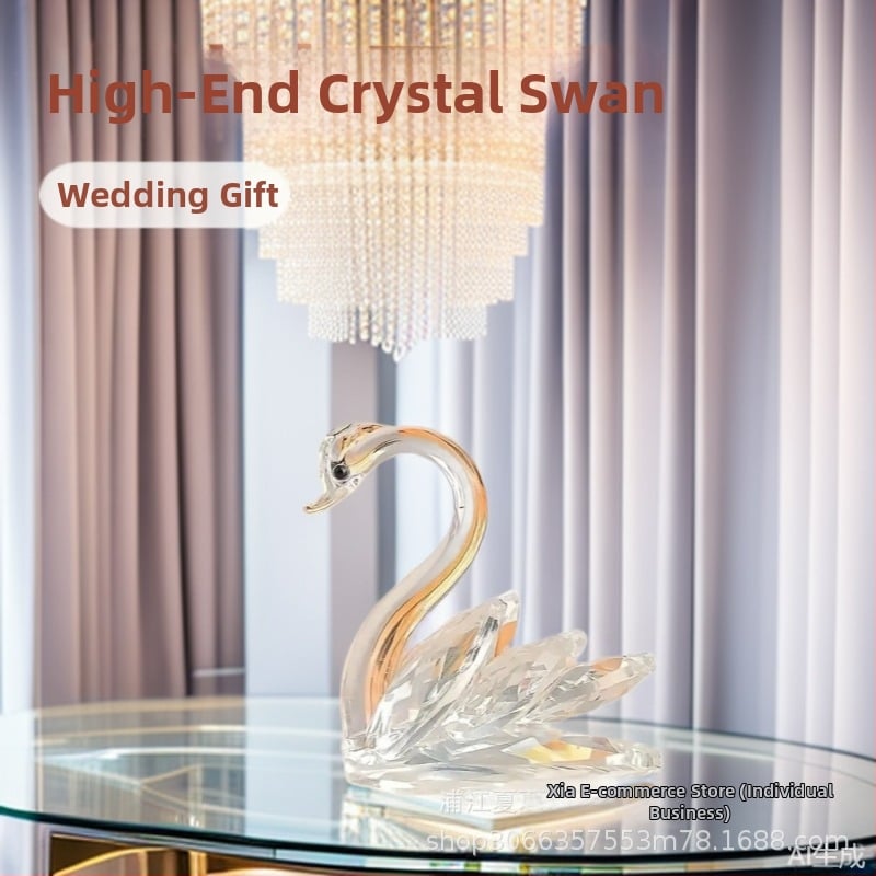 Kristāla gulbis – dekoratīva figūra, modernas minimalistiskā stila, gatavs dāvanai, iepakots kartona kastē.