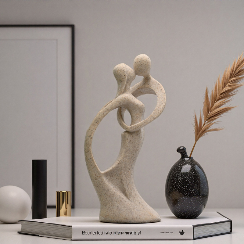 Figura de cuplu din rășină, design modern minimalist abstract pentru decorul sufrageriei, Xiang Sheng D2289B