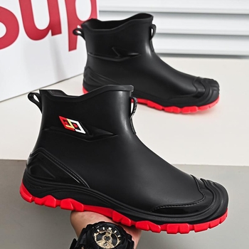 Vyriski lietaus batai iki kelių, Crosyile resin viršus, etninio stiliaus