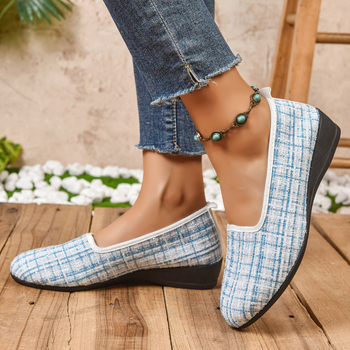 Γυναικεία υφασμάτινα loafers με μυτερό άκρο, Slip-On, καουτσούκ σόλα, χαμηλό τακούνι 1-3 cm