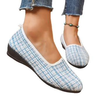 Γυναικεία υφασμάτινα loafers με μυτερό άκρο, Slip-On, καουτσούκ σόλα, χαμηλό τακούνι 1-3 cm