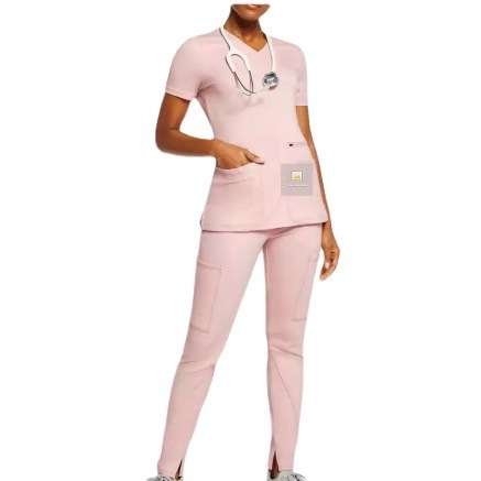 Set scrubs s V- výstrihom (vršok + nohavice), unisex, vlhkosť odvádzajúci materiál z polyestera-spandex 72/7, určené pre nemocnice/kliniky