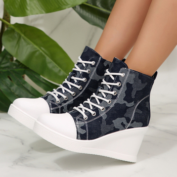 Γυναικεία πάνινα παπούτσια από καμβά, με υψηλό επάνω μέρος, σόλα από καουτσούκ, λειτουργία αύξησης ύψους, μπροστινό δέσιμο με κορδόνια, φθινόπωρο.