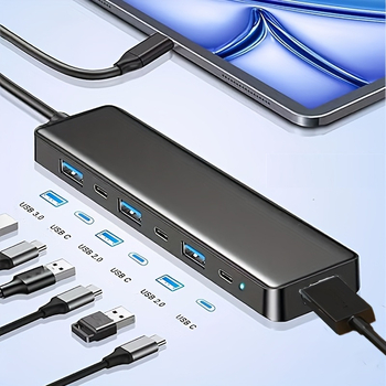 Type-C 7-σε-1 dock με USB 3.0 και HDMI, έξοδος HDMI σε τηλεόραση/προβολέα/οθόνη, 5 Gbps, καλώδιο 14 cm