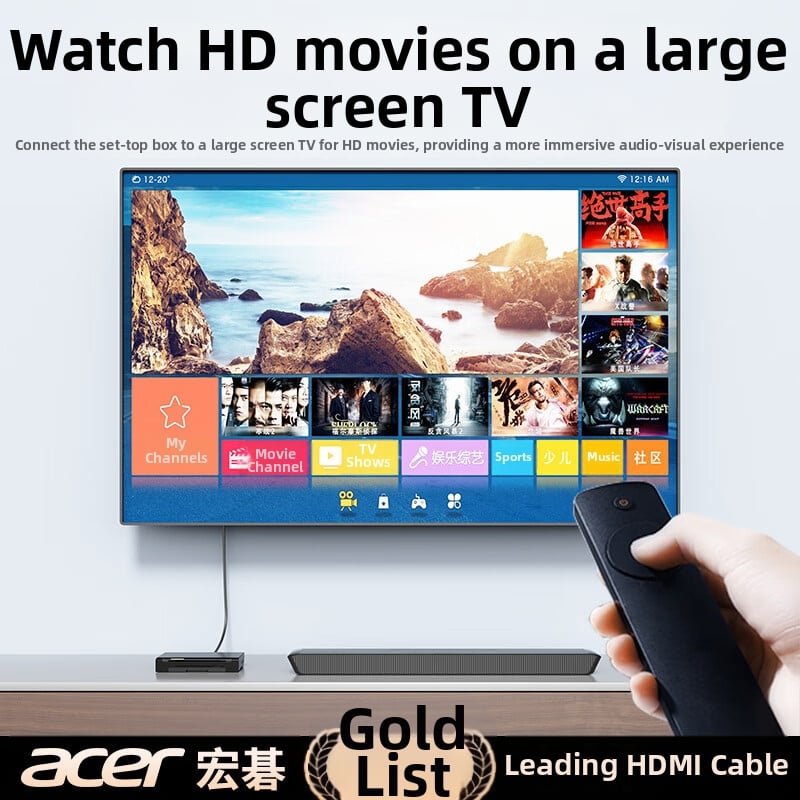 Acer HDMI кабел 2.0 версия, 4K поддръжка, 3D видео, чиста медна сърцевина