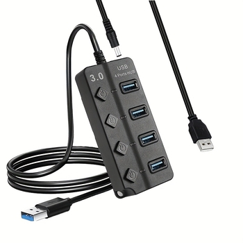 USB 3.0 διανομέας με 4 θύρες, ανεξάρτητος διακόπτης, 5 Gbps, εξωτερική τροφοδοσία
