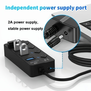 USB 3.0 διανομέας με 4 θύρες, ανεξάρτητος διακόπτης, 5 Gbps, εξωτερική τροφοδοσία