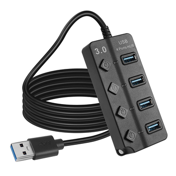 USB 3.0 διανομέας με 4 θύρες, ανεξάρτητος διακόπτης, 5 Gbps, εξωτερική τροφοδοσία