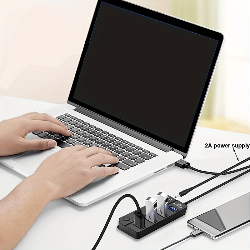 USB 3.0 διανομέας με 4 θύρες, ανεξάρτητος διακόπτης, 5 Gbps, εξωτερική τροφοδοσία