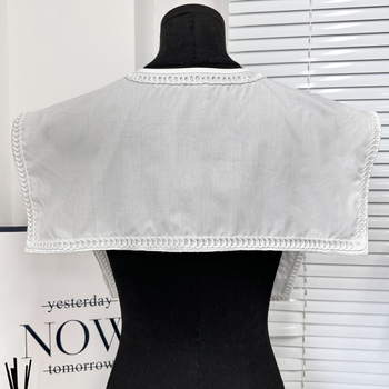 Ψεύτικος γιακάς με δαντέλα και φιογκάκι, κέντημα πεταλούδας, πολυεστέρα-σιλκ, επενδυμένος, χειμώνας 2024