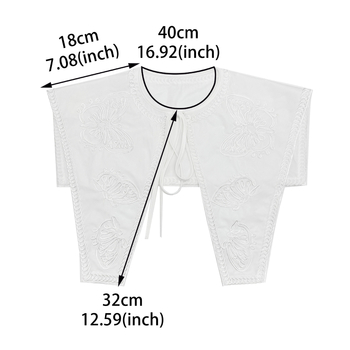 Ψεύτικος γιακάς με δαντέλα και φιογκάκι, κέντημα πεταλούδας, πολυεστέρα-σιλκ, επενδυμένος, χειμώνας 2024