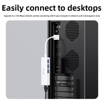 Acer Type-C μετατροπέας Ethernet με USB Hub HY41-T41, USB 2.0, 100 Mbps, διαχωριστής 1–4