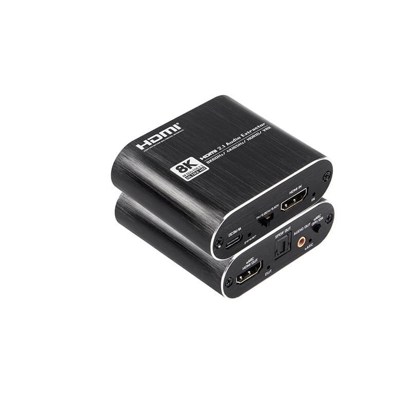 OZV9 HDMI 2.1 garso ekstraktorius ir eARC keitiklis su optiniu išėjimu, ARC 3,5 mm ausinėms, 4K 165 Hz