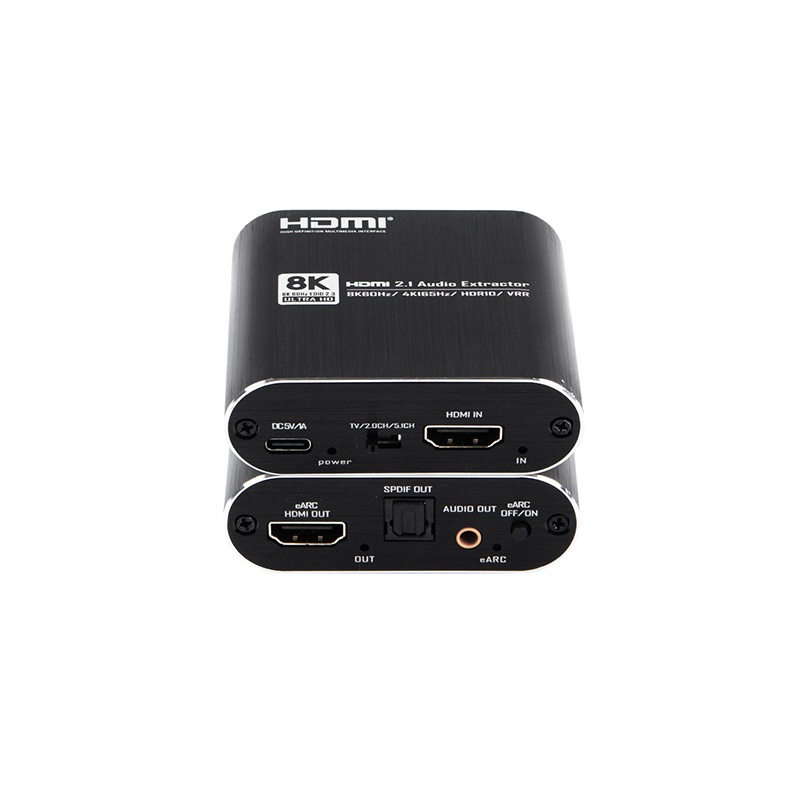 OZV9 HDMI 2.1 garso ekstraktorius ir eARC keitiklis su optiniu išėjimu, ARC 3,5 mm ausinėms, 4K 165 Hz