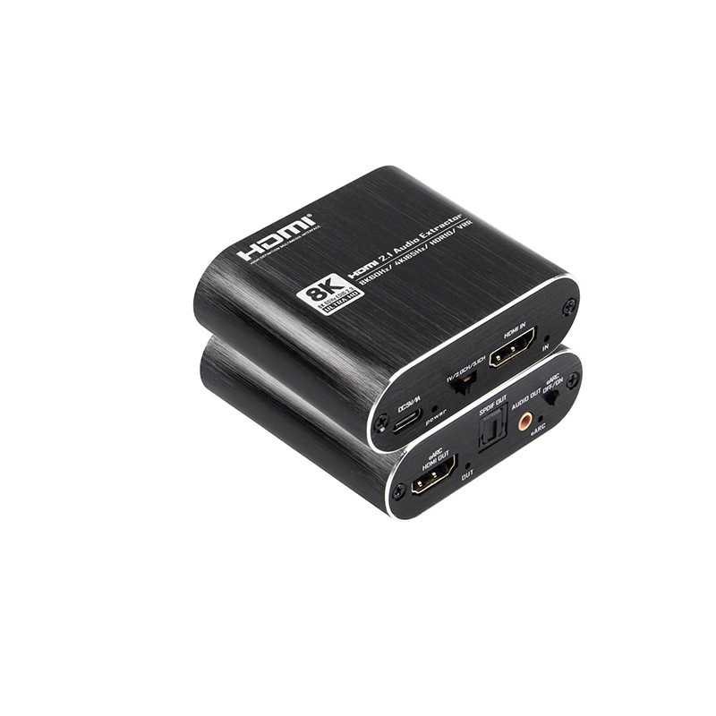 OZV9 HDMI 2.1 garso ekstraktorius ir eARC keitiklis su optiniu išėjimu, ARC 3,5 mm ausinėms, 4K 165 Hz