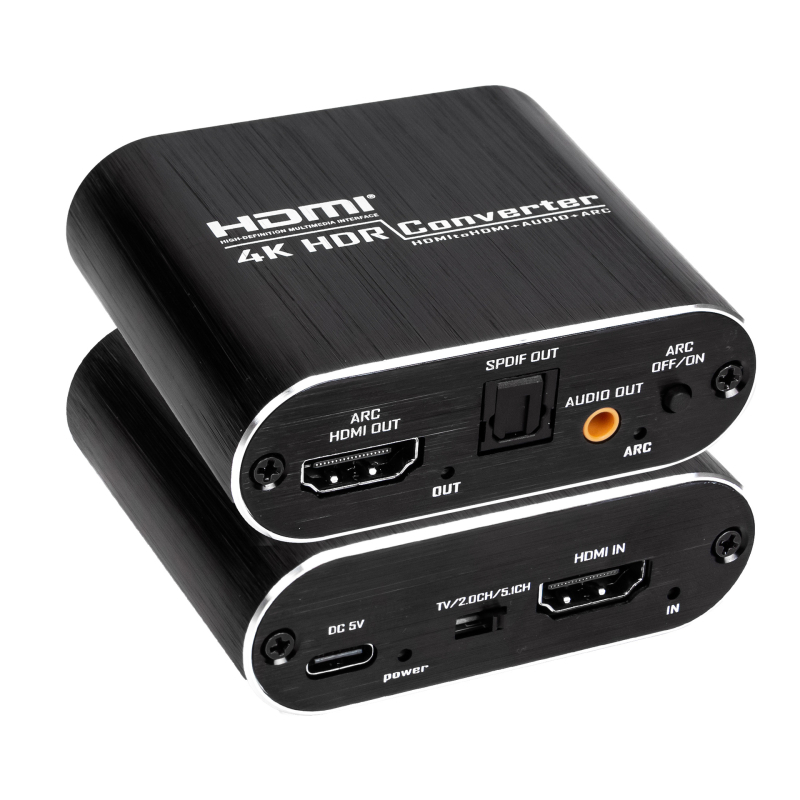 OZV9 HDMI 2.1 garso ekstraktorius ir eARC keitiklis su optiniu išėjimu, ARC 3,5 mm ausinėms, 4K 165 Hz