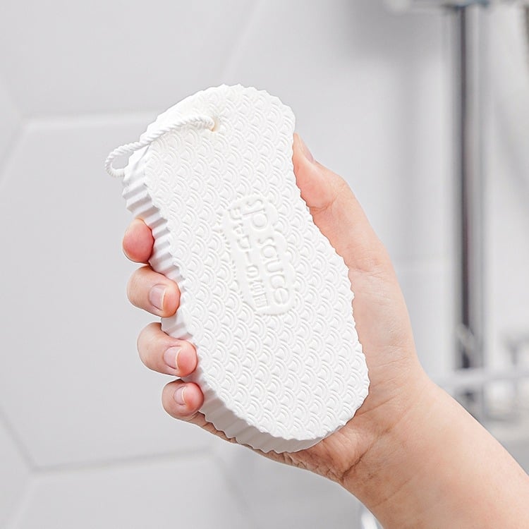 Eksfolirajuća spužva za kupanje za leđa, 3D, bijela, univerzalna upotreba