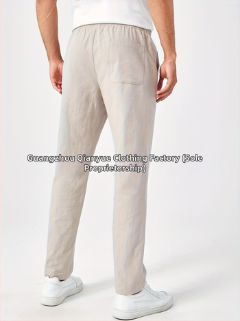 Ανδρικά παντελόνια μακριά με χαλαρή γραμμή, μεσαία μέση, διαπνέον 100% βαμβάκι, ελαφριά ελαστικότητα, για άνοιξη