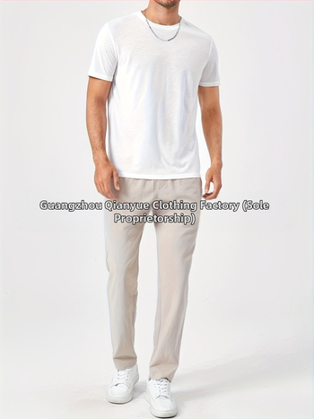 Ανδρικά παντελόνια μακριά με χαλαρή γραμμή, μεσαία μέση, διαπνέον 100% βαμβάκι, ελαφριά ελαστικότητα, για άνοιξη