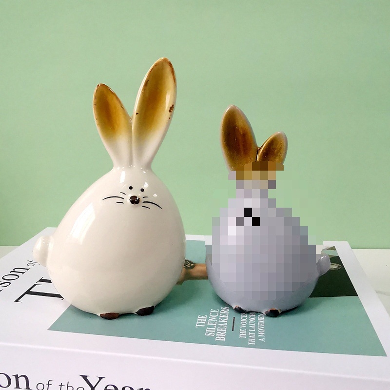 Κεραμική Κουνέλι Φιγούρα, βαμμένη κεραμική, Σύγχρονο Μινιμαλιστικό Στυλ, Μάρκα CHUOU, Κωδικός Προϊόντος COWOZMKROFOFLDWOQELDGPKRAY