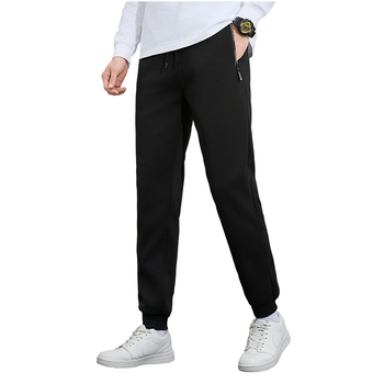 Ανδρικά παντελόνια τζόγκερ με επένδυση φλίς για τον χειμώνα, χαλαρή γραμμή, μέση μεσαίου ύψους, 100% πολυεστέρας