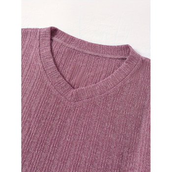 Σετ πυτζάμας για γυναίκες: τοπ με V-neck και μακριά μανίκια και παντελόνια, Sea Island Silk, ultra-thin 40 g/m², διαφανές αγροτικού στυλ