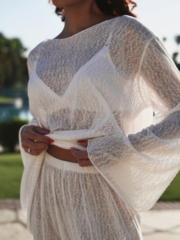 Ženski kućni komplet s dugim rukavima i dugim hlačama | Poliester 95%+, elastan; jednobojni uzorak; šavovi šivenja