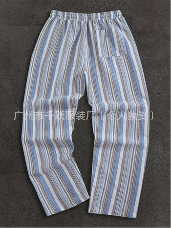 Ανδρικά ριγέ casual παντελόνια, χαλαρή εφαρμογή, μεσαίας μέσης, μακριά, πολυεστέρας