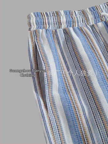 Ανδρικά ριγέ casual παντελόνια, χαλαρή εφαρμογή, μεσαίας μέσης, μακριά, πολυεστέρας