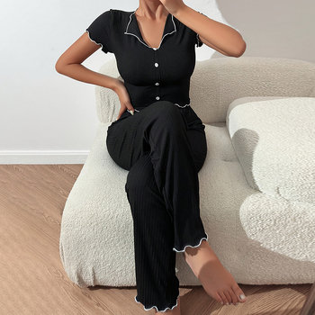 Γυναικείο σετ δύο τεμαχίων οικιακής πιτζάμας: πολυεστέρας, πουλόβερ στυλ, δυτικό στυλ, στρογγυλός λαιμός, μανίκια 3/4, μεσαίας πυκνότητας ύφασμα 181–200 g/m²