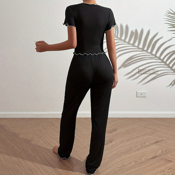 Γυναικείο σετ δύο τεμαχίων οικιακής πιτζάμας: πολυεστέρας, πουλόβερ στυλ, δυτικό στυλ, στρογγυλός λαιμός, μανίκια 3/4, μεσαίας πυκνότητας ύφασμα 181–200 g/m²