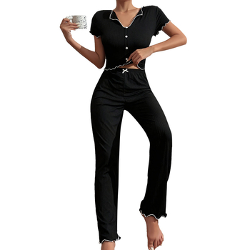 Γυναικείο σετ δύο τεμαχίων οικιακής πιτζάμας: πολυεστέρας, πουλόβερ στυλ, δυτικό στυλ, στρογγυλός λαιμός, μανίκια 3/4, μεσαίας πυκνότητας ύφασμα 181–200 g/m²