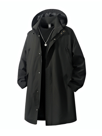Palton cu glugă, lungime 80–100 cm, croială lejeră, exterior 100% poliester, căptușă 100% poliester