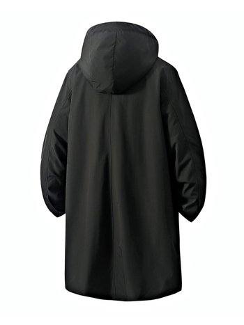 Παλτό με κουκούλα, μακρύ μήκος 80–100 cm, χαλαρή γραμμή, εξωτερικό ύφασμα 100% πολυεστέρας, επένδυση 100% πολυεστέρας