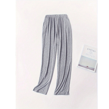 Δύο ζεύγη ανδρικών πυτζάμα παντελόνιών — ύφασμα Milk Silk, πολυεστέρας 90–95%, μεσαίο πάχος, ανοιξιάτικο χαλαρό οικιακό ρούχο