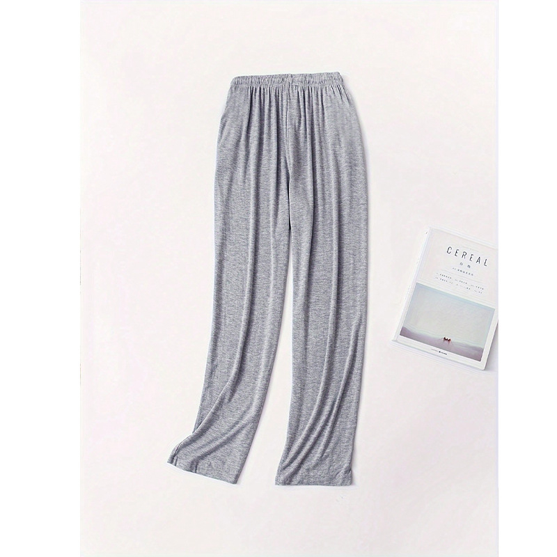 Δύο ζεύγη ανδρικών πυτζάμα παντελόνιών — ύφασμα Milk Silk, πολυεστέρας 90–95%, μεσαίο πάχος, ανοιξιάτικο χαλαρό οικιακό ρούχο