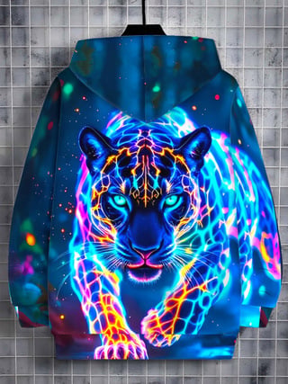 Hooded digital print sweatshirt s patentom i zipom, poliester 91–95%, ležernog kroja, 3D patch džep, za proljeće i jesen