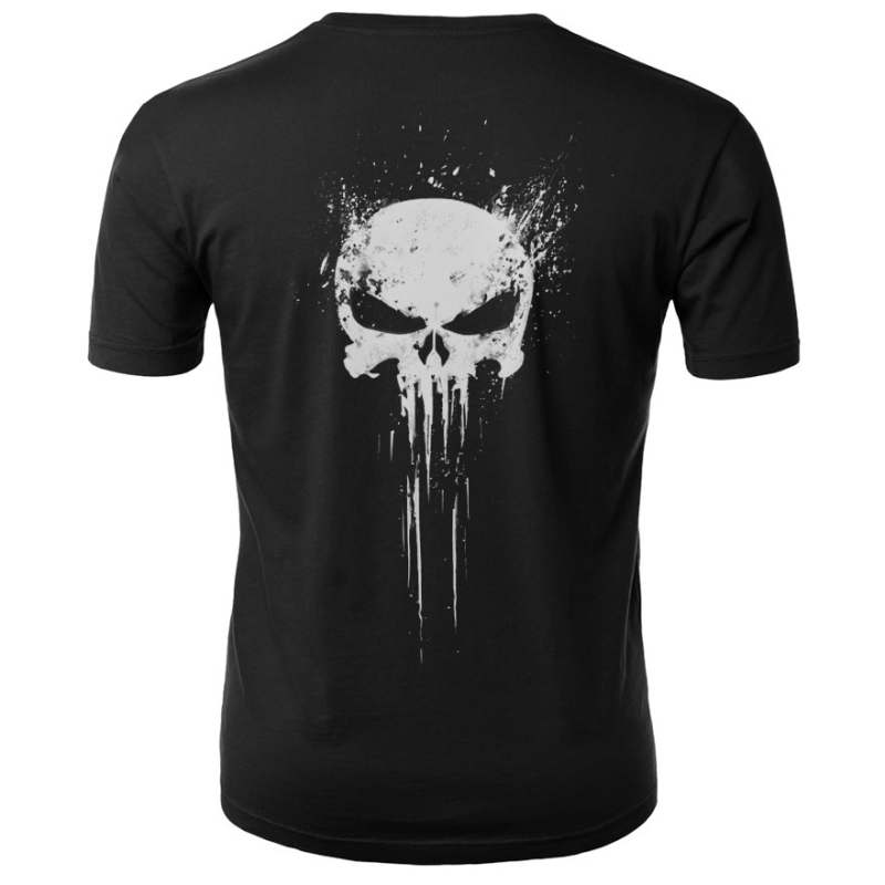 Milk Silk T-krekls ar 3D skeleta Punisher apdruku, kartētais motīvs, šaura silueta, īsās piedurknes, U kakla izgriezums, spēļu tēma