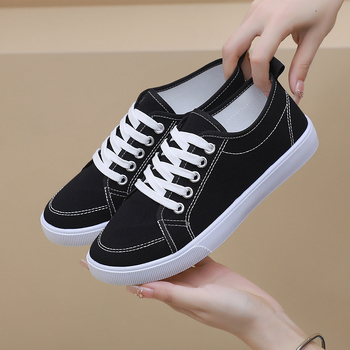 Sieviešu kanvas kurpes, elpojošas, zemā augšdaļa, ar šņorēm, plastmasas zole