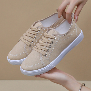 Γυναικεία παπούτσια από καμβά, διαπνέοντα, χαμηλό πάνω μέρος, με κορδόνια, πλαστική σόλα